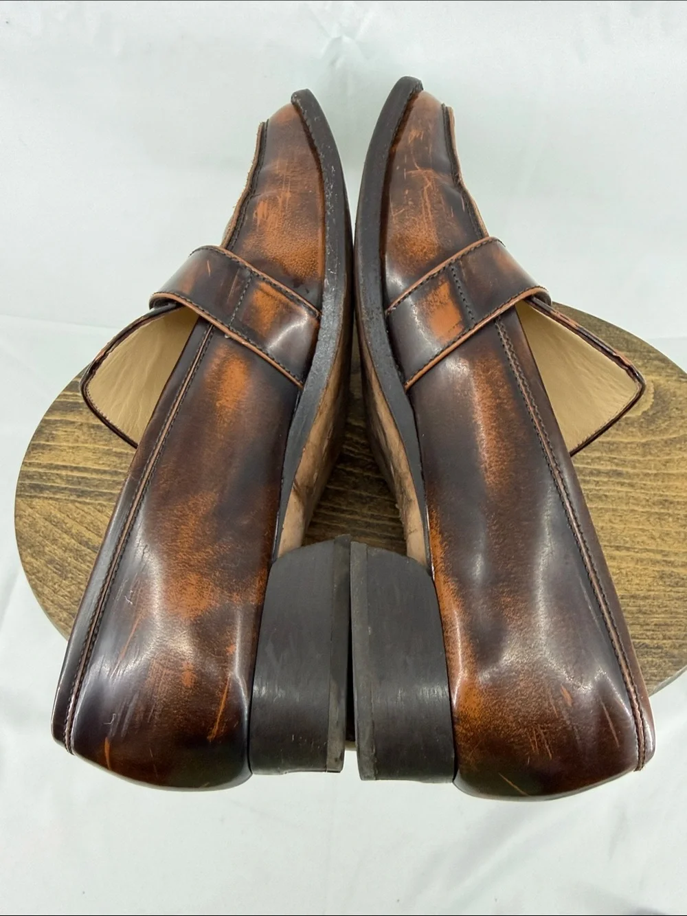 M.Gemi Womens Leather Made in Italy Heeled Loafers w/ Buckle, sz 38
